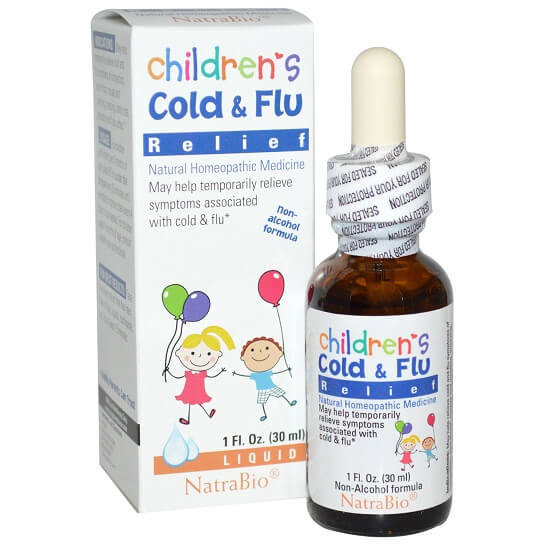 Siro điều trị cảm cúm Children Cold and Flu Relief Natrabio 30ml Mỹ
