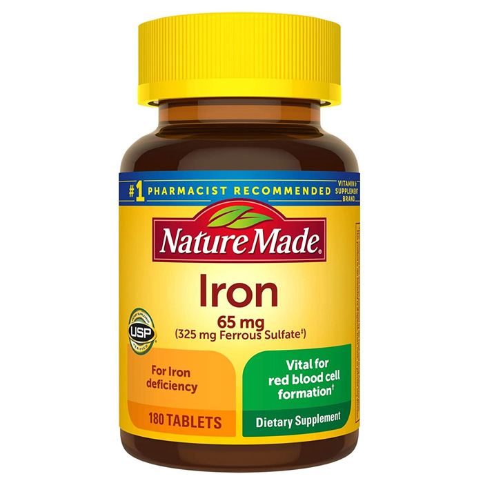 Thuốc bổ sung sắt Nature Made Iron 65 mg 180 viên Mỹ