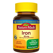 Thuốc bổ sung sắt Nature Made Iron 65 mg 180 viên Mỹ