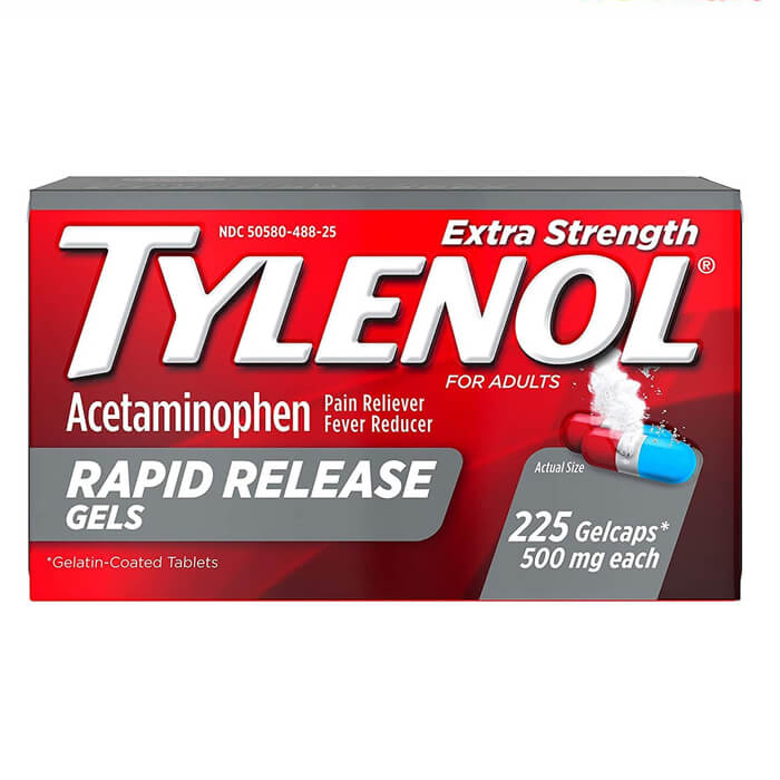 Viên uống giảm đau hạ sốt Tylenol Extra Strength Rapid Release Gels 500mg Mỹ 225 viên